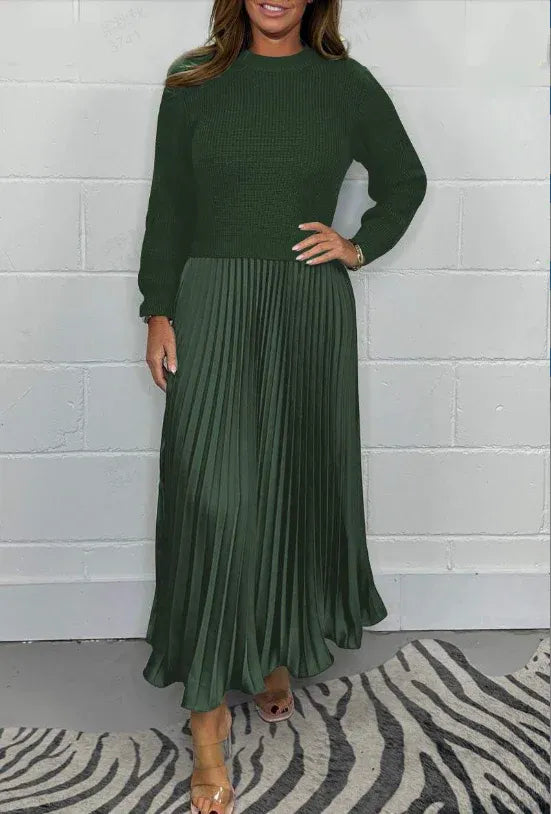 Claudia - Maxi Dress with Jersey Top and Pleated Skirt