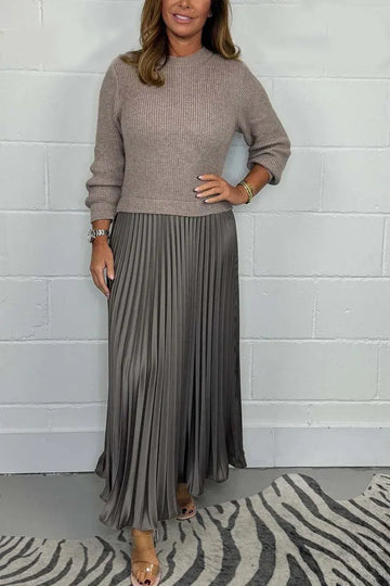 Claudia - Maxi Dress with Jersey Top and Pleated Skirt