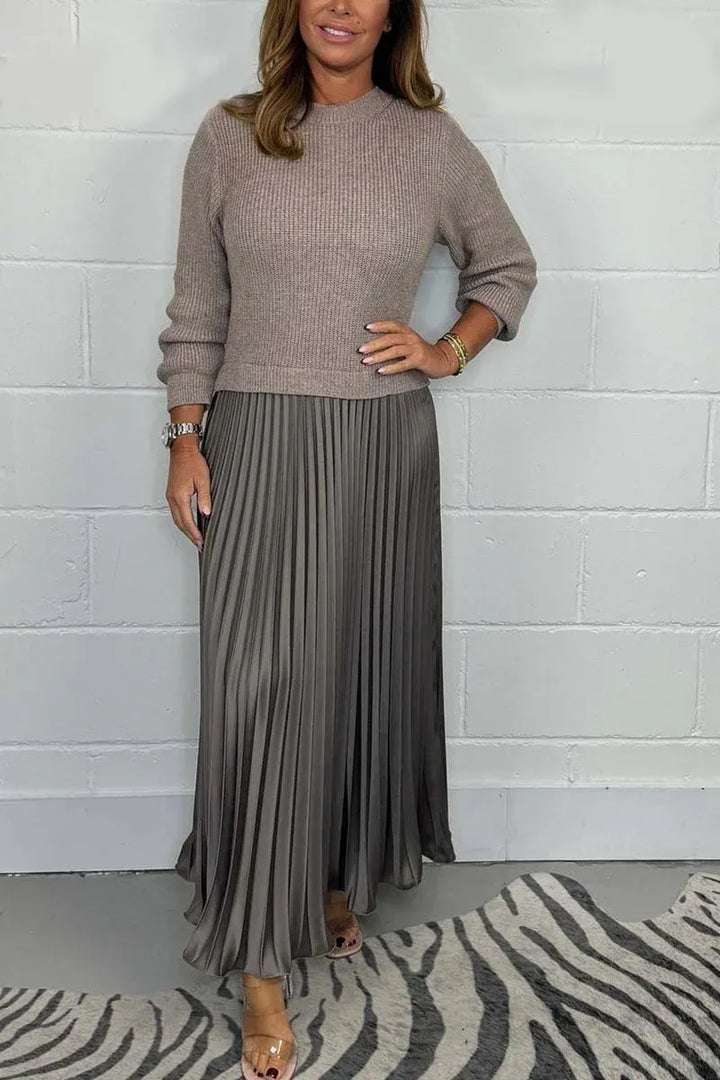 Claudia - Maxi Dress with Jersey Top and Pleated Skirt