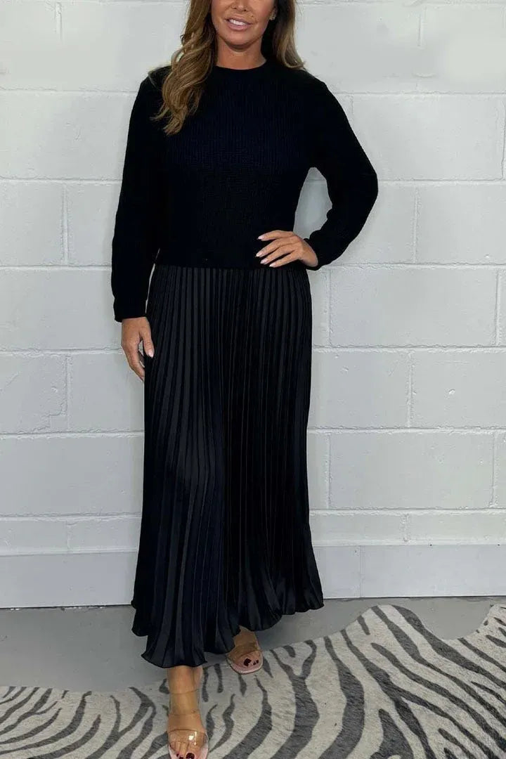 Claudia - Maxi Dress with Jersey Top and Pleated Skirt