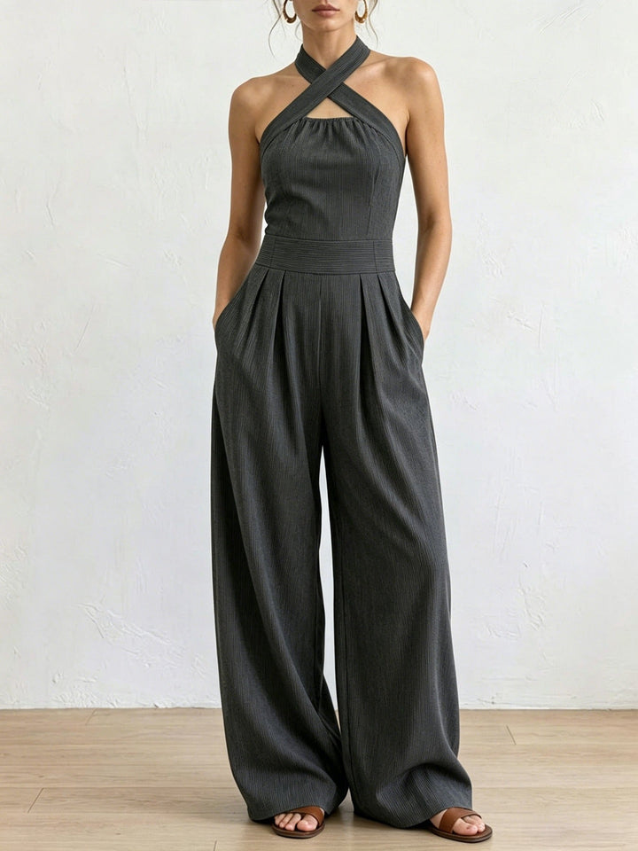Bianca | Linen and Cotton Jumpsuit with Elegant Wrap Neckline