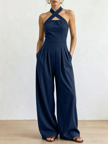 Bianca | Linen and Cotton Jumpsuit with Elegant Wrap Neckline