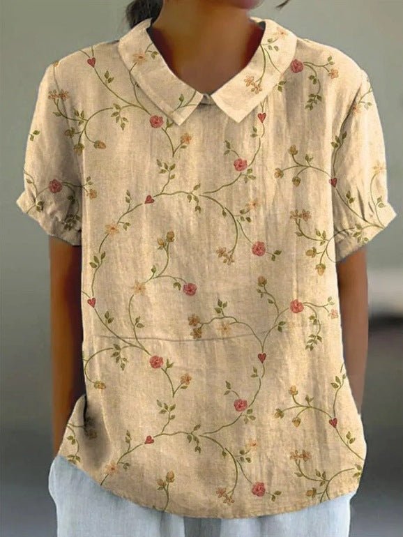 Short-Sleeve Floral Blouse | Peter Pan Collar & Lightweight Cotton | Everyday Casual