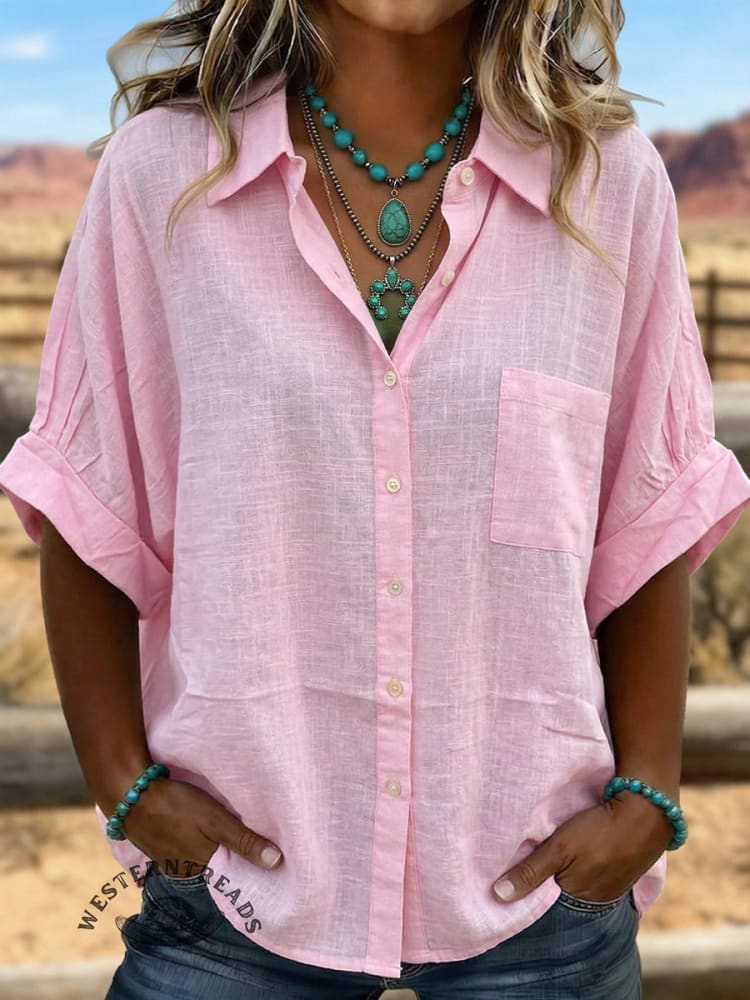 Vintage Art  Patchwork Cotton And Linen Shirt