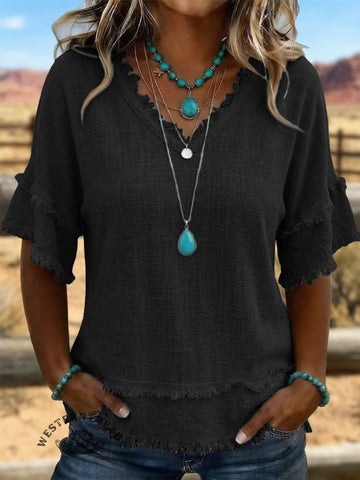 Northern Comfort Cotton And Linen Patchwork Shirt