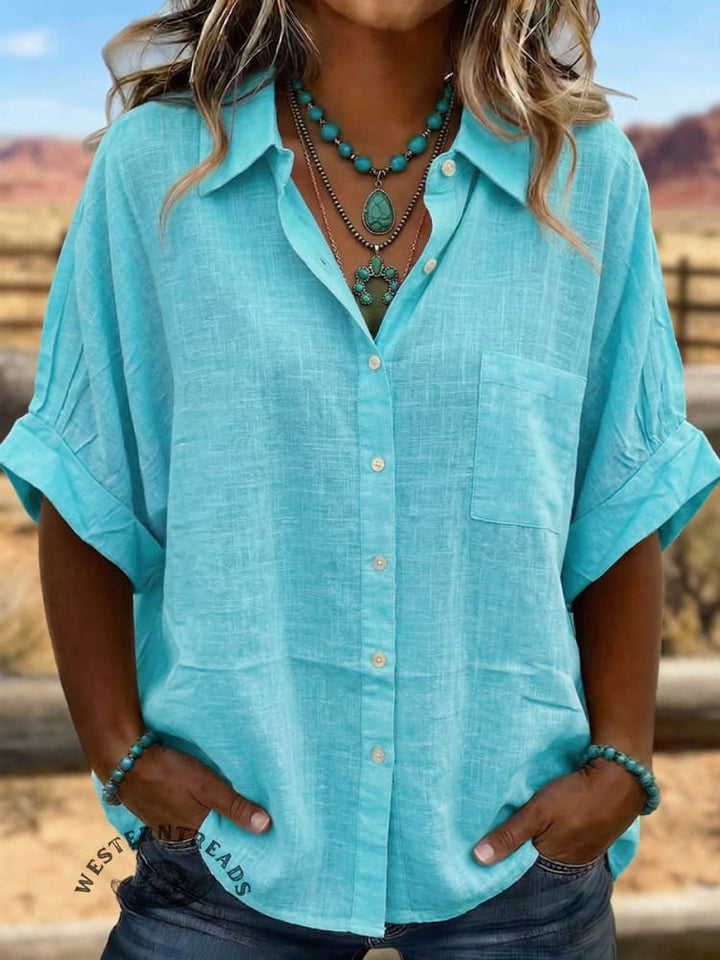 Vintage Art  Patchwork Cotton And Linen Shirt
