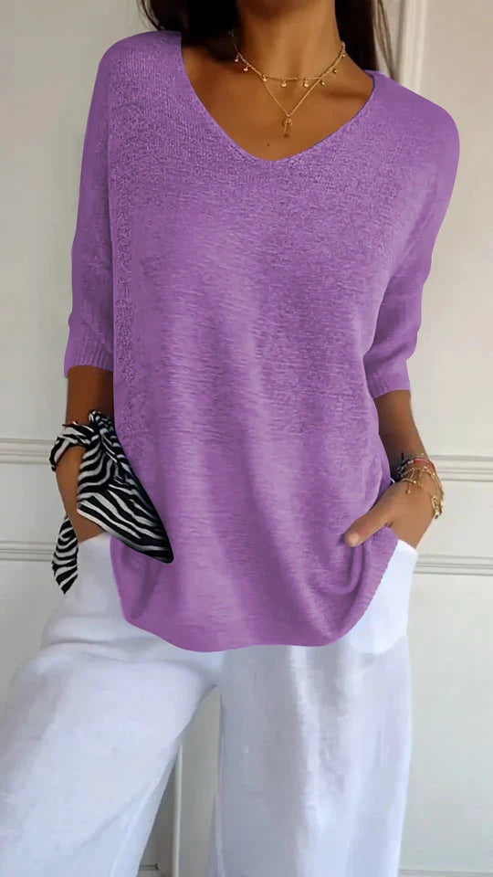 Alva™ | Knitted Spring Top with V-Neckline
