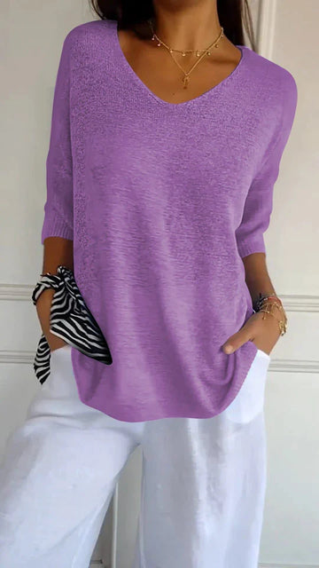 Alva™ | Knitted Spring Top with V-Neckline