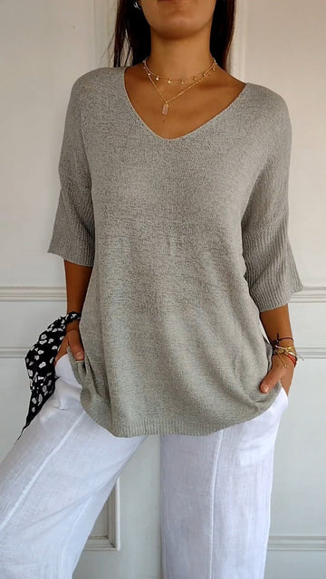 Alva™ | Knitted Spring Top with V-Neckline