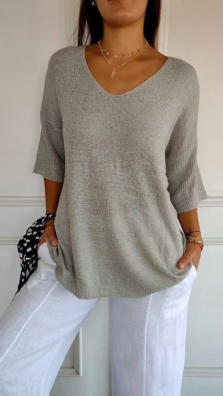 Alva™ | Knitted Spring Top with V-Neckline