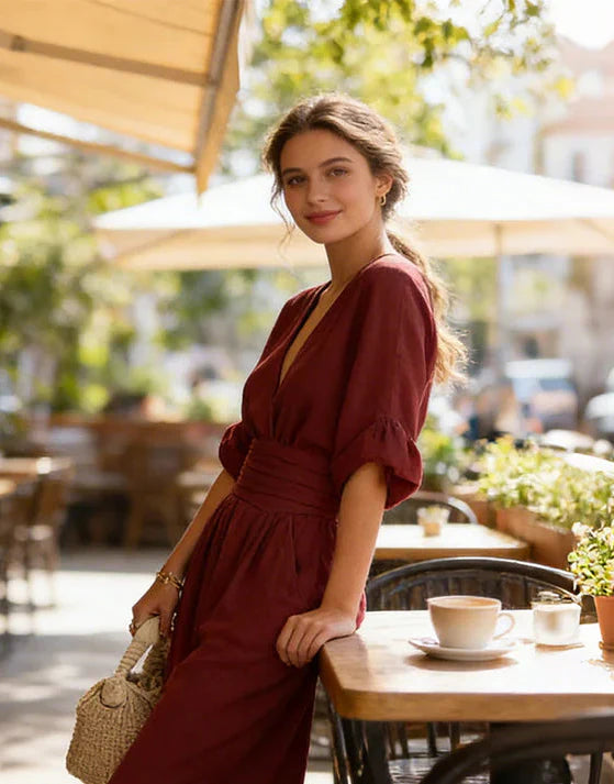 Daniela - Elegant Wide-Leg Jumpsuit with V-Neckline
