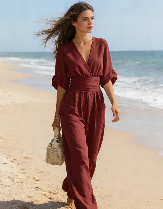 Daniela - Elegant Wide-Leg Jumpsuit with V-Neckline