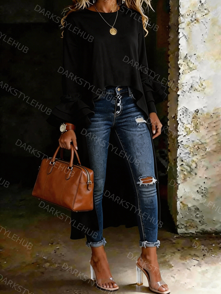 Casual katoenen damesoverhemd in effen kleur              Write a Review