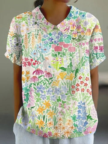 Short-Sleeve Floral Blouse | Peter Pan Collar & Lightweight Cotton | Everyday Casual